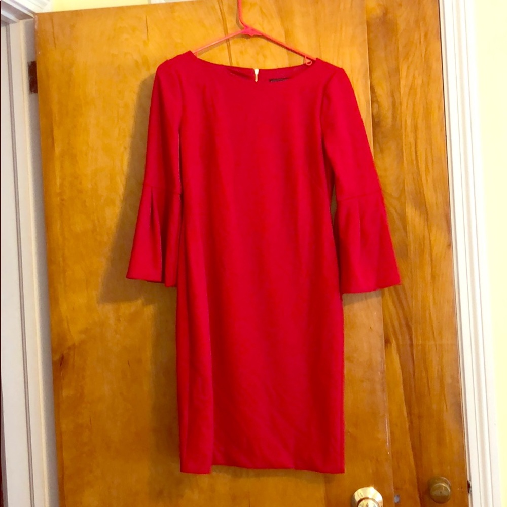Red formal/business dress with bell sleeves
